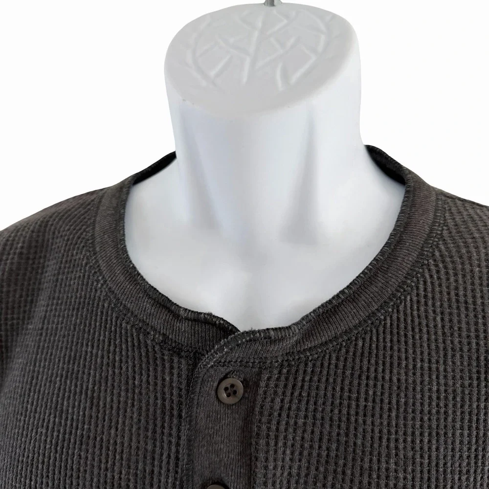 Vintage Thermal Henley Mens XL Charcoal Gray Dexter Morgan Kill Shirt Y2K Grunge